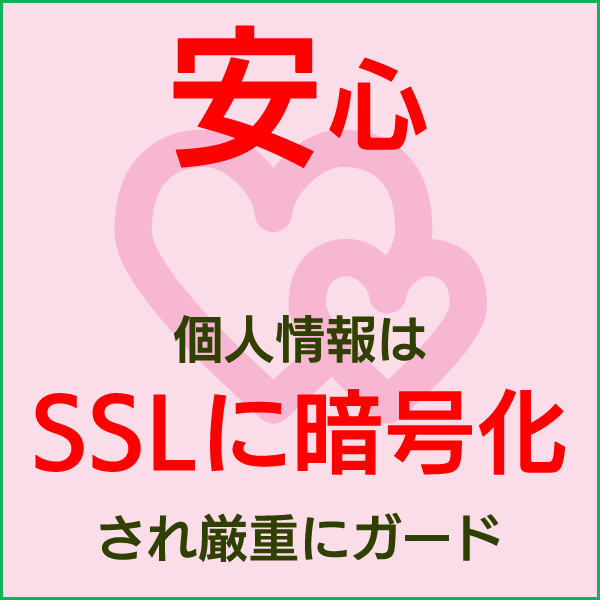 個人情報はSSLに暗号化され厳重にガード